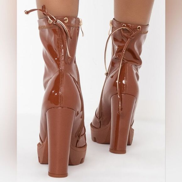 AZALEA WANG WHAT YOU LOVE CHUNKY BOOTIE IN COGNAC - Picture 15 of 16